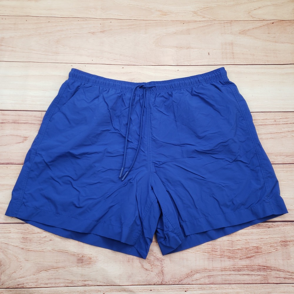 Men's Quick-Dry Royal Blue Swim Trunks with Drawstring Waist
